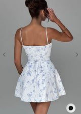 Babyboo Lacey Mini Dress | Blue Ditsy Print (4 Day Hire)