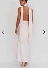 Selfie Leslie Azure Halter Neck Rose Dress | Blush (4 Day Hire)