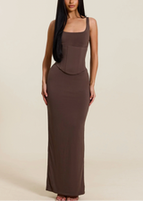 COMING SOON - Mars The Label Sandra Scoop Corset Maxi Dress | Brown