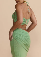 NEW IN - Mélani The Label Emara Crop & Ilia Skirt Set | Sage (4 Day Hire)