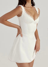 House of CB Tilly Pin Tuck Mini Dress | White (4 Day Hire)