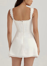 House of CB Tilly Pin Tuck Mini Dress | White (4 Day Hire)