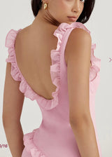 House of CB Tania Ruffle Mini Dress | Pink Quartz (4 Day Hire)
