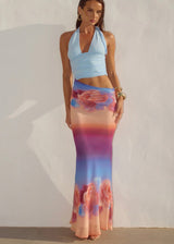 Runaway The Label Alexis Halter Cut Out Maxi Dress | Nadia Pink Ombre (4 Day Hire)