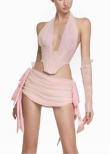 NEW IN - Firefly Studio A Van Corset & Skin Skirt Set w/ Gloves | Pink (4 Day Hire)