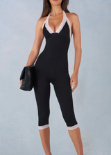 NEW IN - Oh Polly Calla Capri Jumpsuit | Black (4 Day Hire)