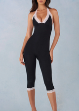 NEW IN - Oh Polly Calla Capri Jumpsuit | Black (4 Day Hire)