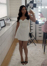 House of CB Tilly Pin Tuck Mini Dress | White (4 Day Hire)