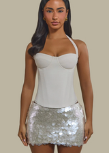 NEW IN - Mars The Label Zadie Corset + Shimmi Sequin Skirt | Off White/ Cream Pearl
