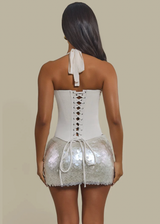 NEW IN - Mars The Label Zadie Corset + Shimmi Sequin Skirt | Off White/ Cream Pearl