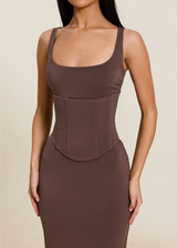 COMING SOON - Mars The Label Sandra Scoop Corset Maxi Dress | Brown