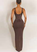 COMING SOON - Mars The Label Sandra Scoop Corset Maxi Dress | Brown